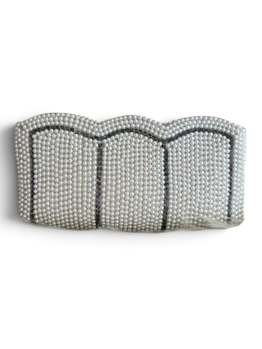 Vintage White Pearl Beaded Zippered Evening Clutch